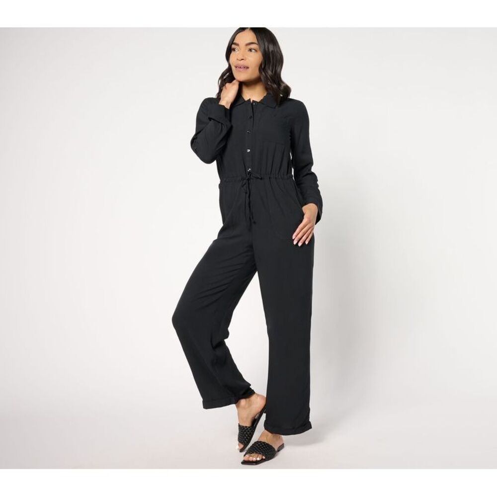 MUK LUKS Women's Plus Sz Jumpsuits 2X Dream Weave Long Sleeve Black A632318